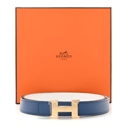 Hermes Epsom 24mm Mini Constance H Belt 85 34 Bleu Brighton White 7 of 7