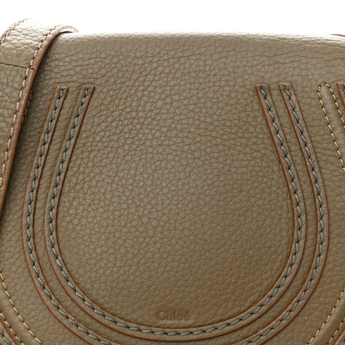 Grained Calfskin Small Marcie Saddle Bag Anchor Grey