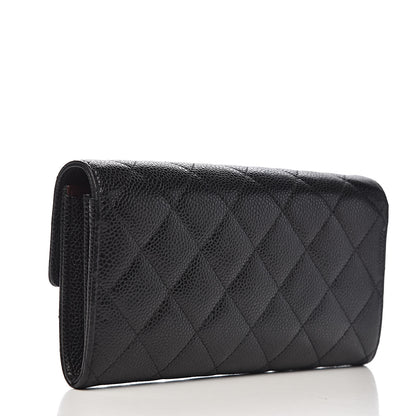 Chanel Caviar Quilted Large Gusset Flap Wallet Black 3 of 9