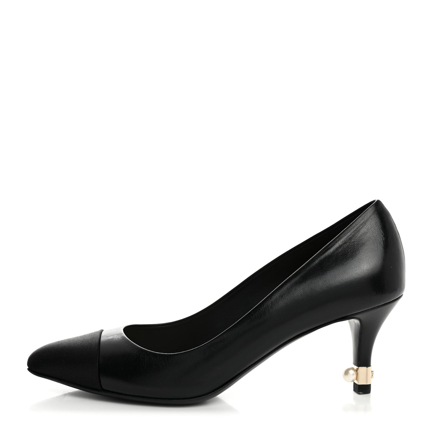 Lambskin Grosgrain Pearl Cap Toe Pumps 37 Black