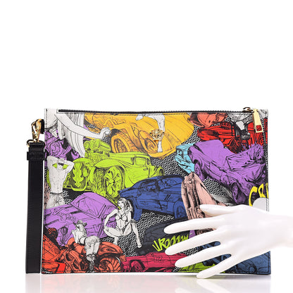Versace Calfskin Comic Crash Print Pochette Multicolor 2 of 6