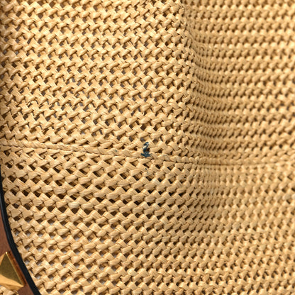 Valentino Garavani Raffia Grained Calfskin Medium Rockstud Vlogo Tote Naturale 14 of 14