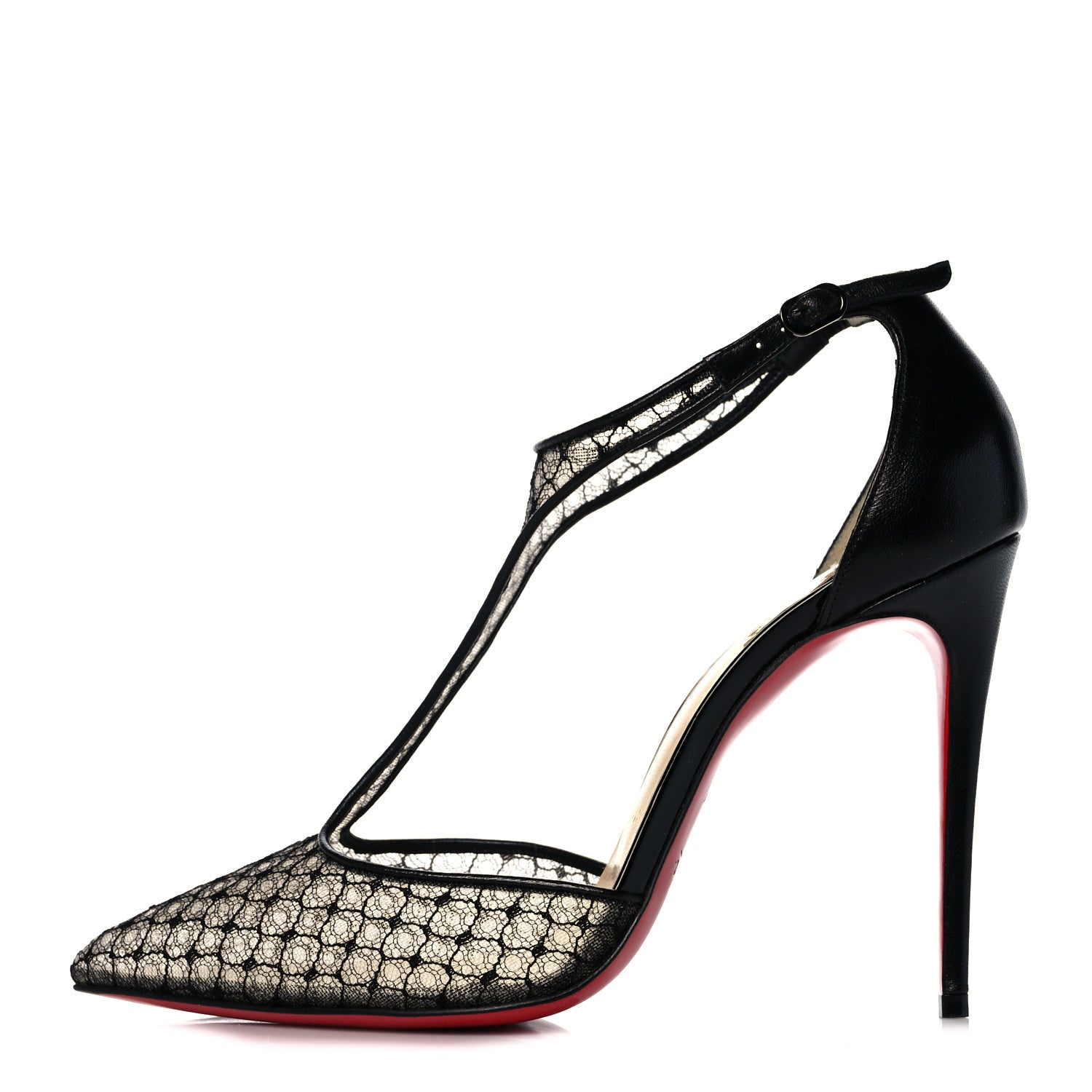 Christian Louboutin Nappa Shiny Bas Resille Salonu 100 T Strap Pumps 37 Black 1 of 8
