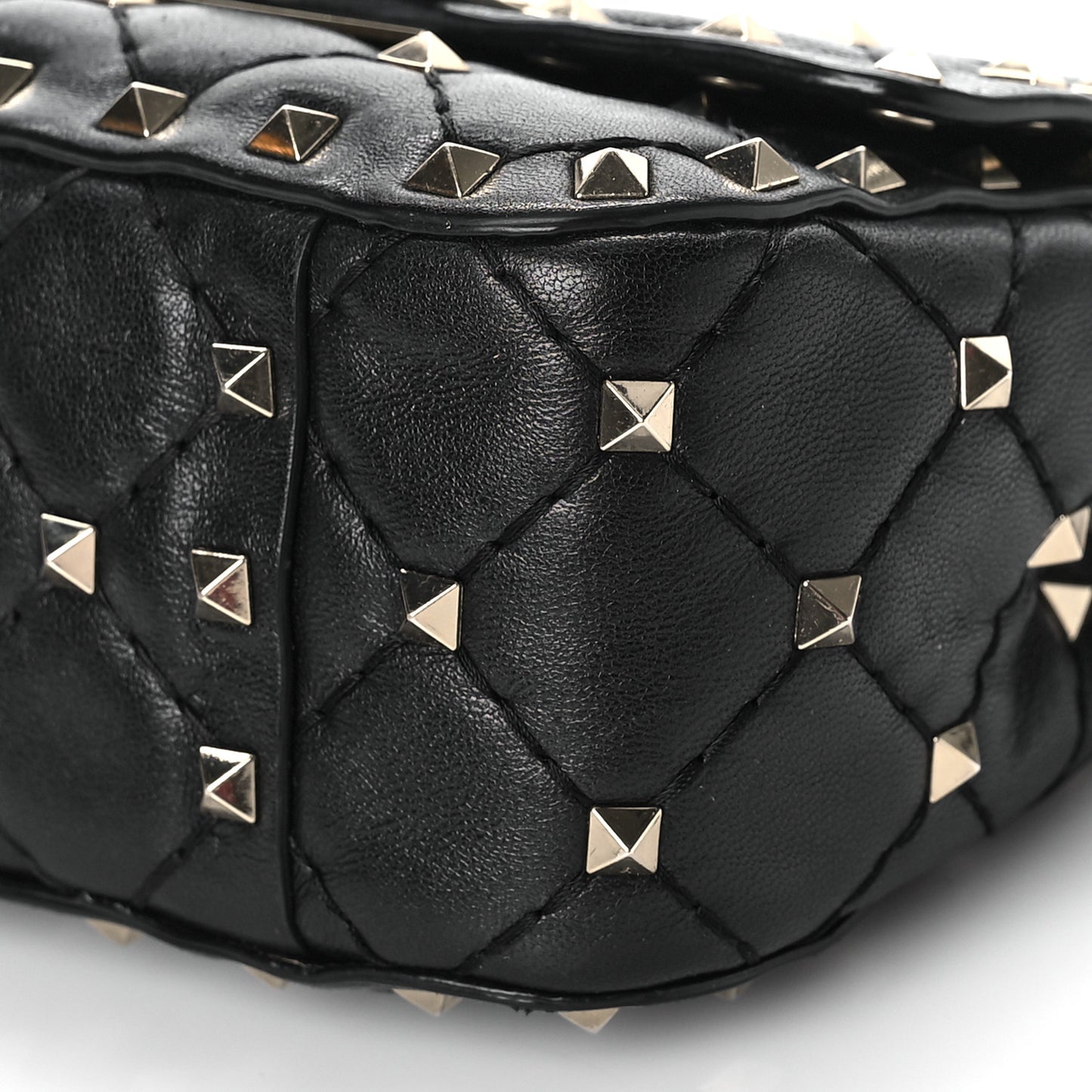 Nappa Micro Rockstud Spike Shoulder Bag Black