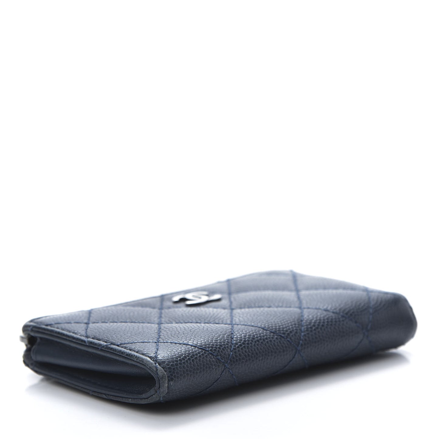 Caviar Quilted Key Holder Case Navy