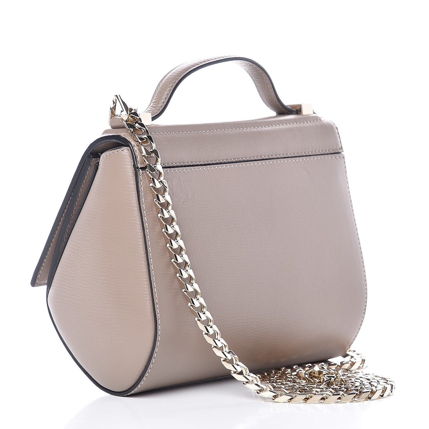 Textured Calfskin Mini Pandora Box Chain Crossbody Bag Mastic