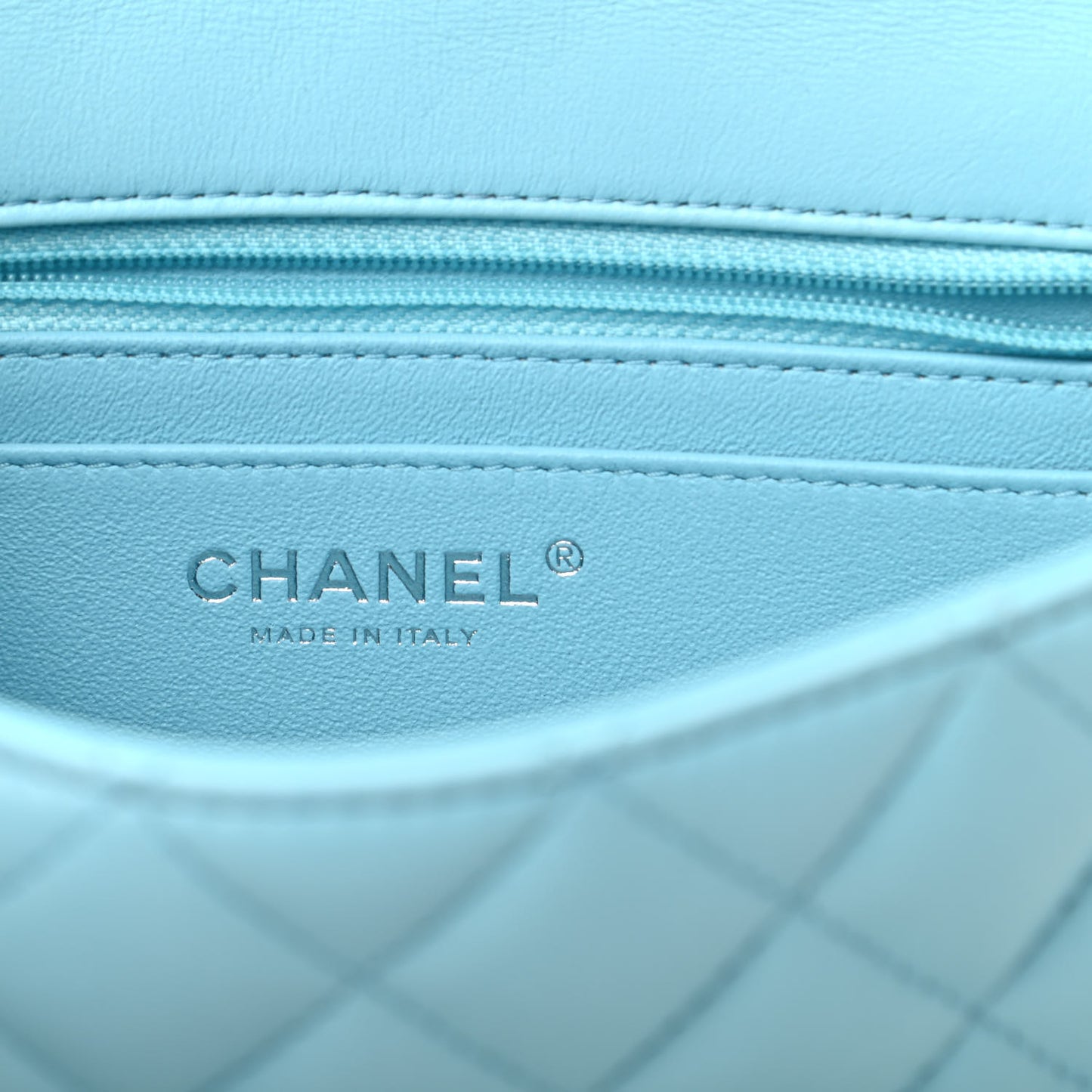 Lambskin Quilted Mini Rectangular Flap Neon Blue
