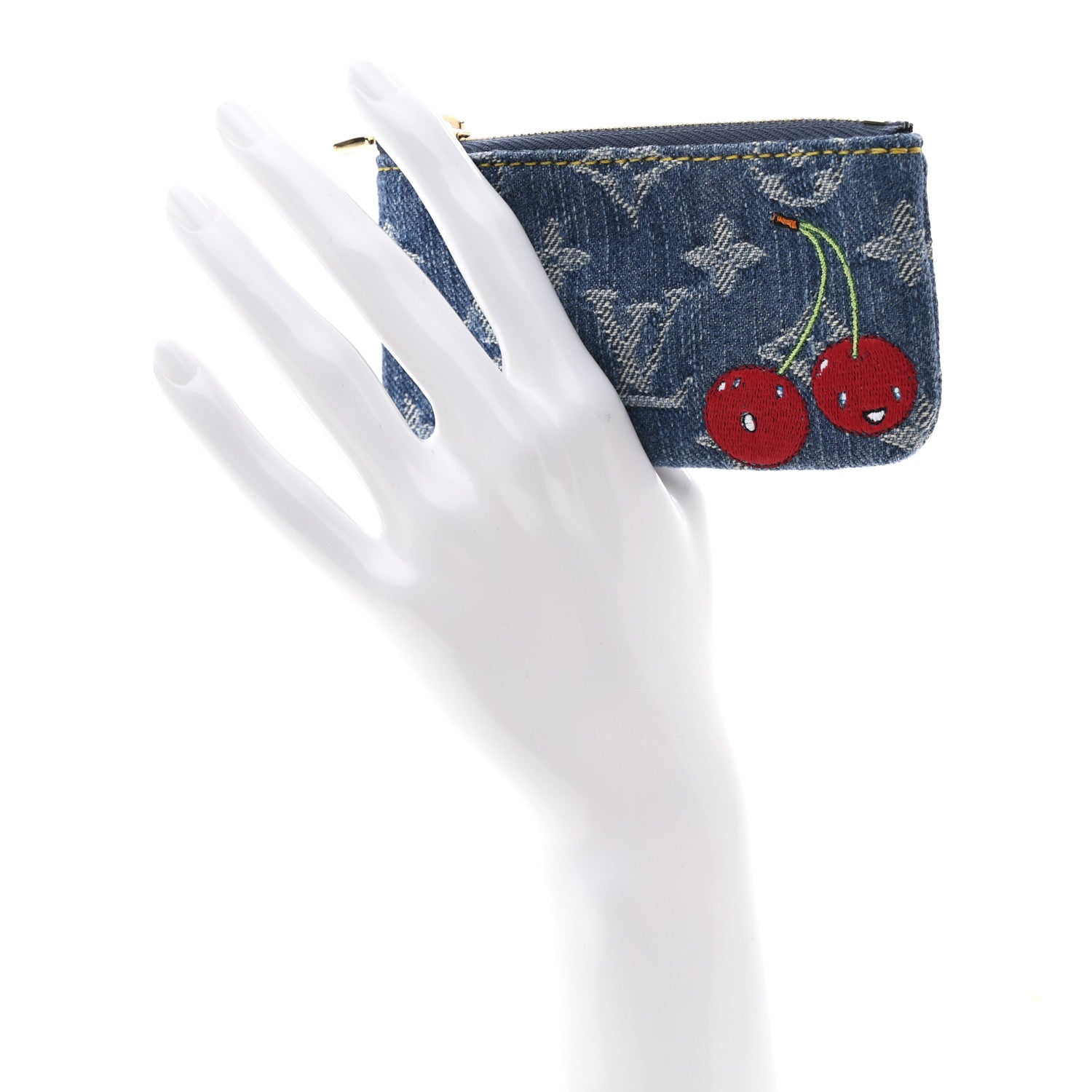 Louis Vuitton LV X TM Monogram Denim Cerises Key Pouch Blue 2 of 7