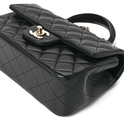 Chanel Lambskin Pearl Crystal Quilted Mini CC Lion Charm Top Handle Rectangular Flap Black 12 of 13