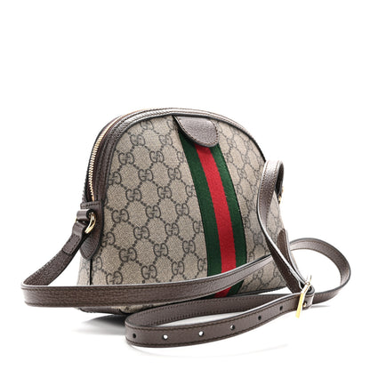 Gucci GG Supreme Monogram Textured Dollar Calfskin Web Small Ophidia Dome Shoulder Bag Beige Ebony New Acero 4 of 11