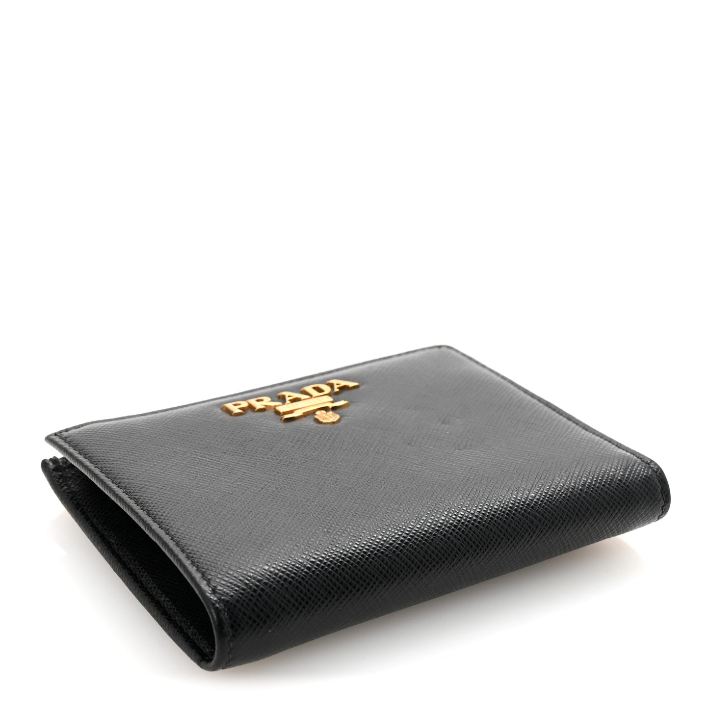 Saffiano Zip Top Compact Wallet Black