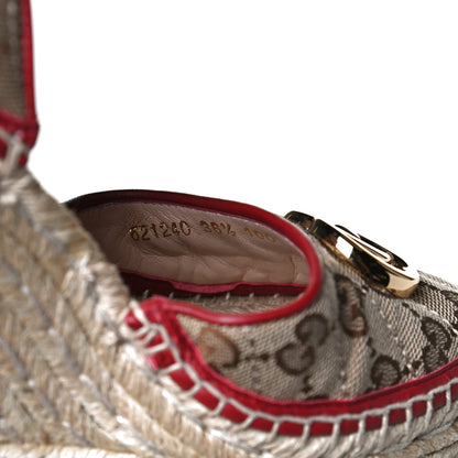 Gucci Monogram Matelasse GG Marmont Ankle Wrap Platform 35/120mm Espadrille Wedges 36 Beige Ebony New Cherry Red Sand Storm 10 of 12