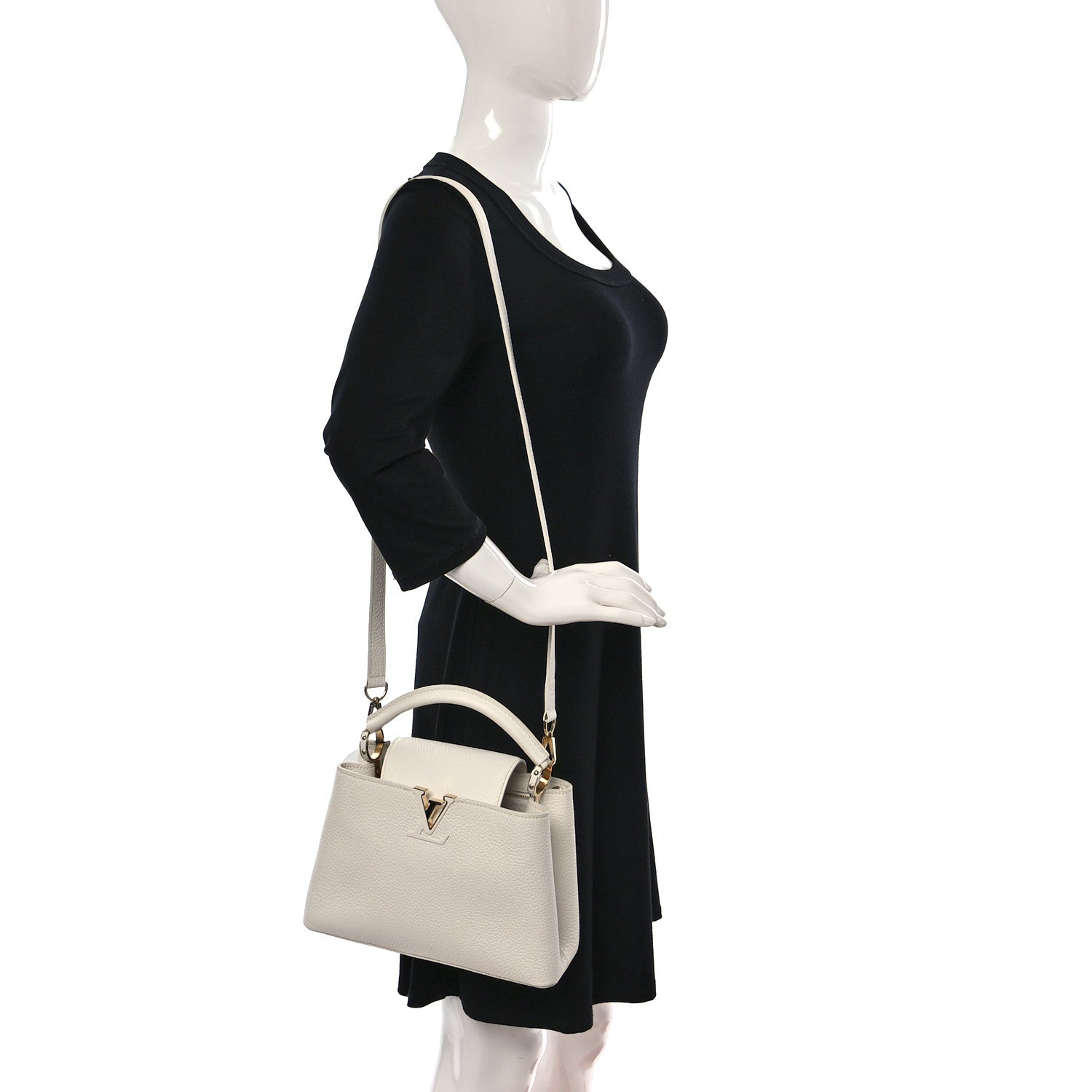 Louis Vuitton Taurillon Capucines BB Snow 2 of 10