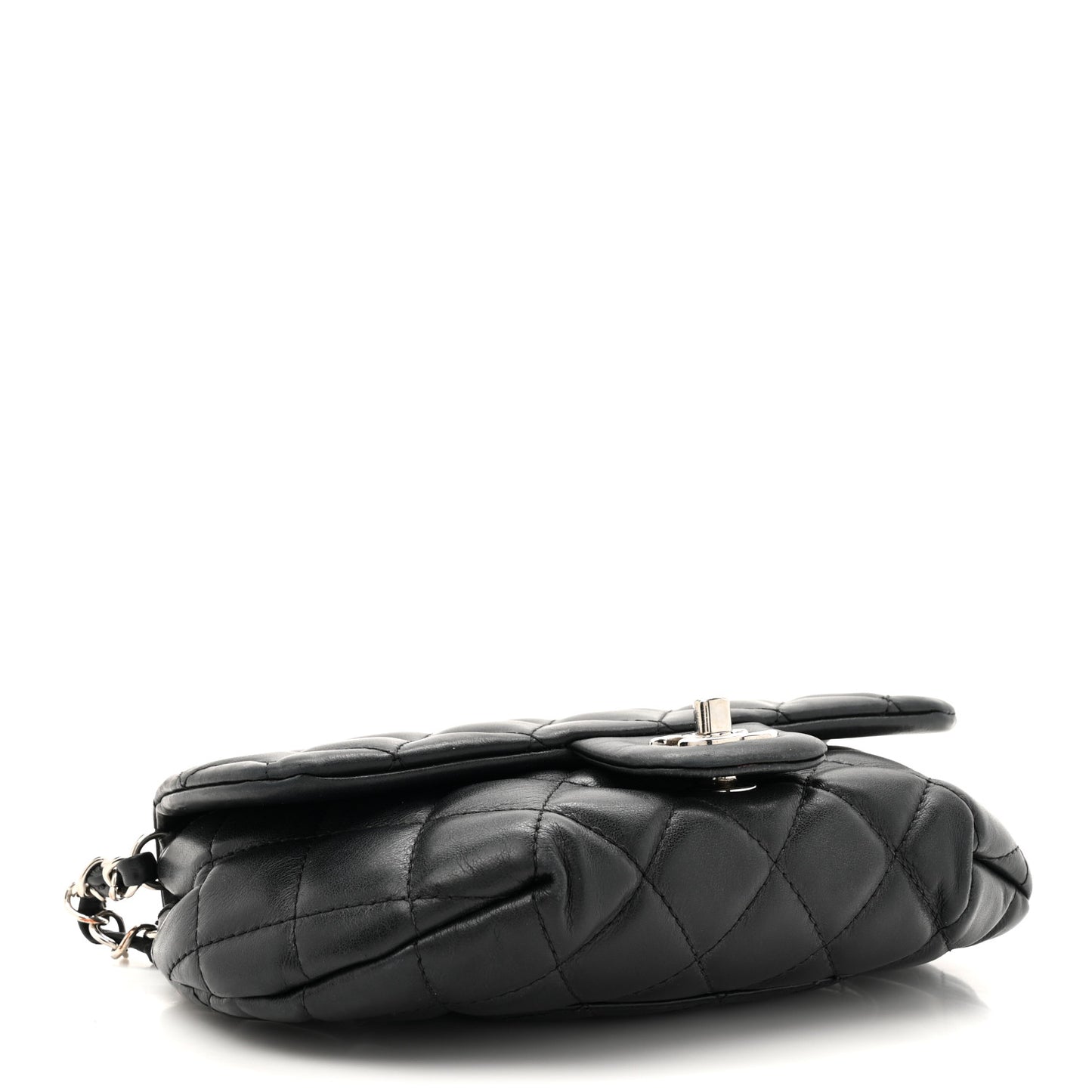 Calfskin Quilted CC Uniform Flap Belt Bag Black