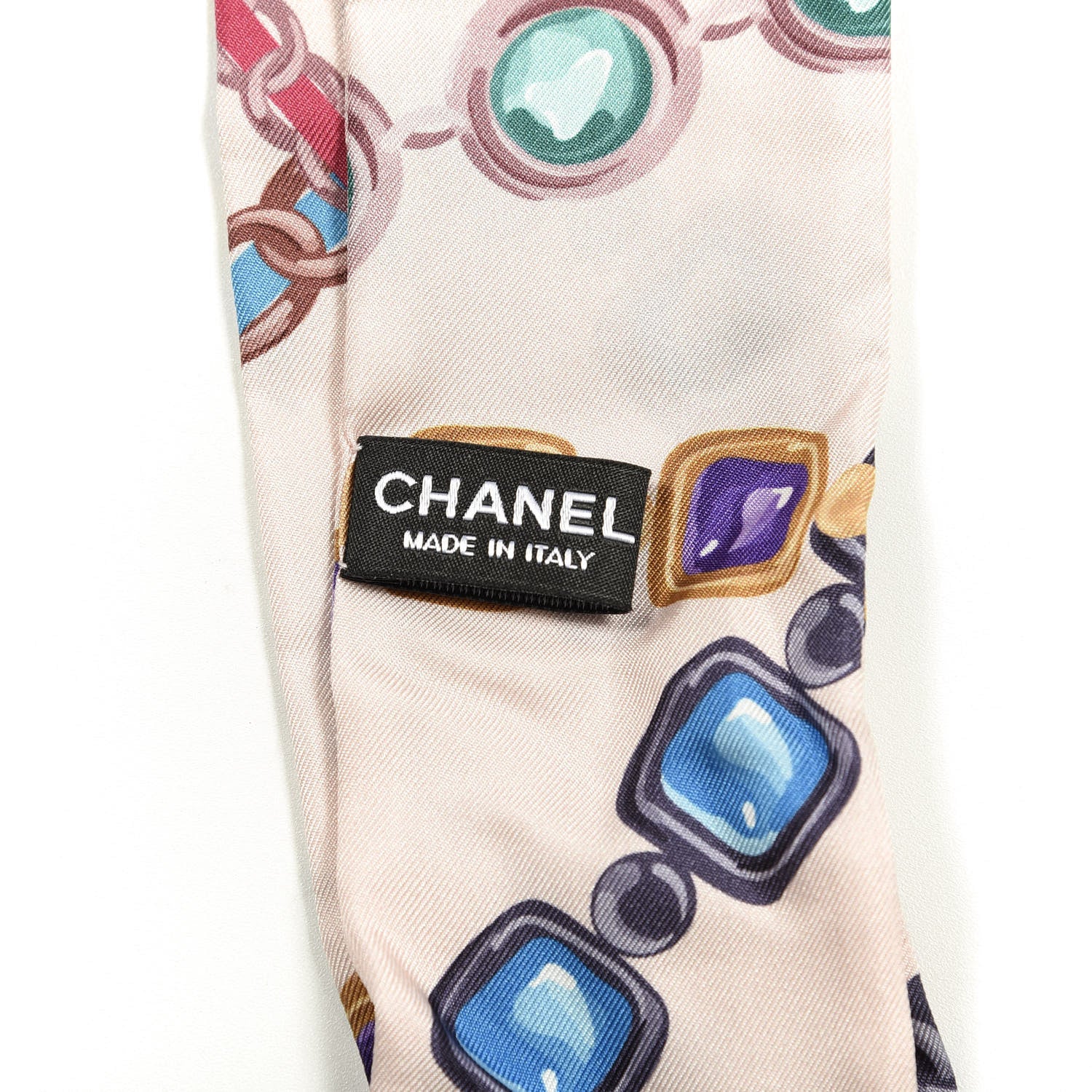 Chanel Silk Pearl CC Chain Slim Bandeau Scarf Pink 3 of 3