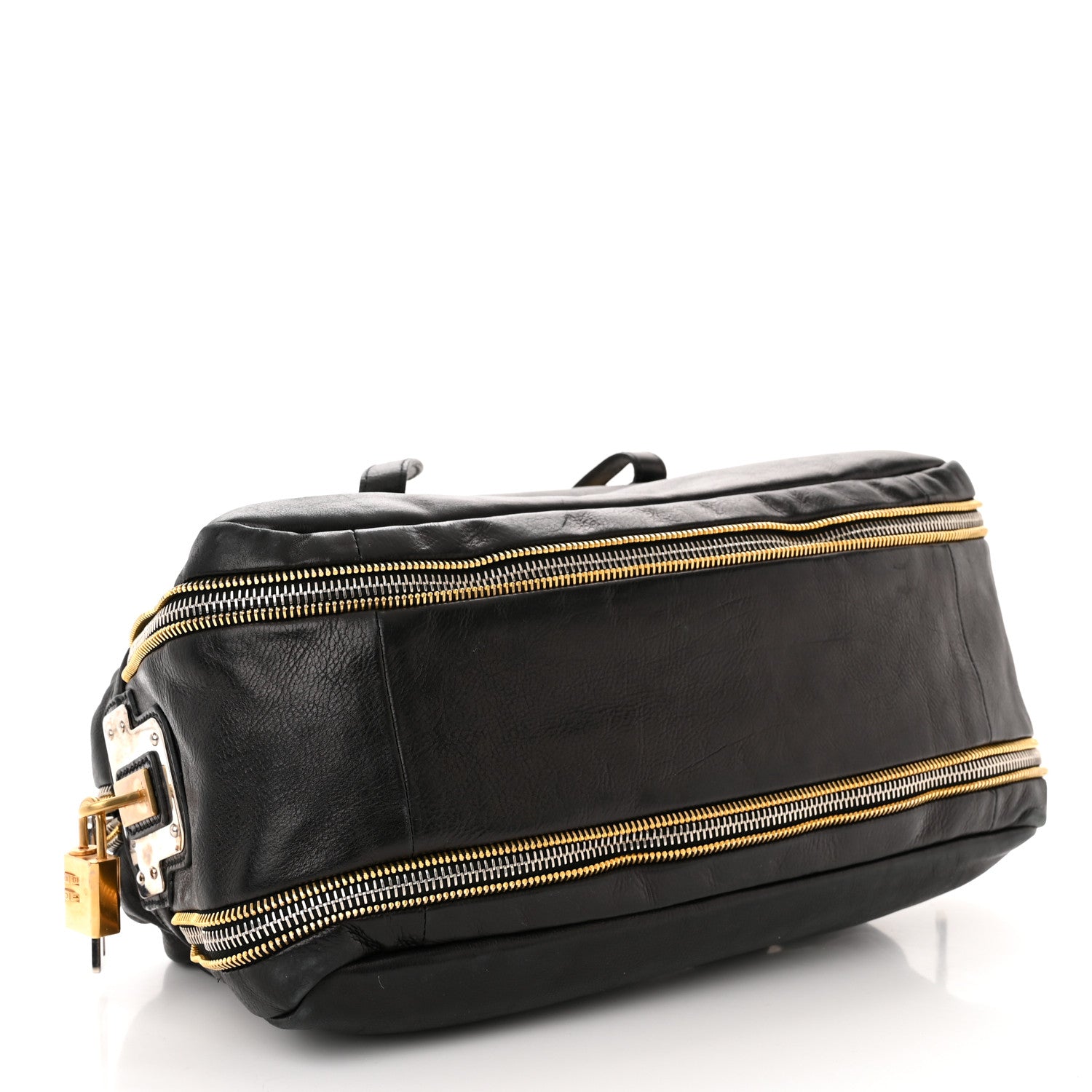 Prada Glace Calfskin Zippers Plaque Boston Black 4 of 10