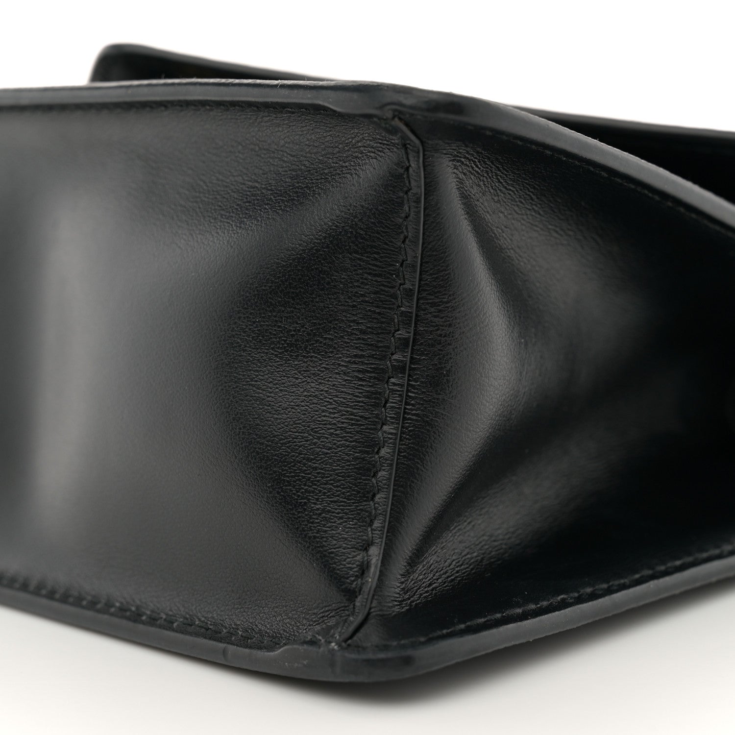 Prada Saffiano Soft Calfskin Metal Triangle Logo Envelope Chain Shoulder Bag Black 10 of 11