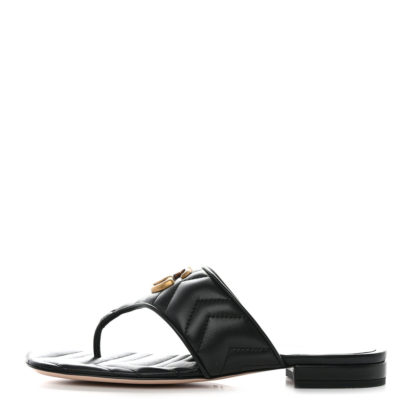 Nappa Charlotte Double G Marmont Thong Sandals 37 Black