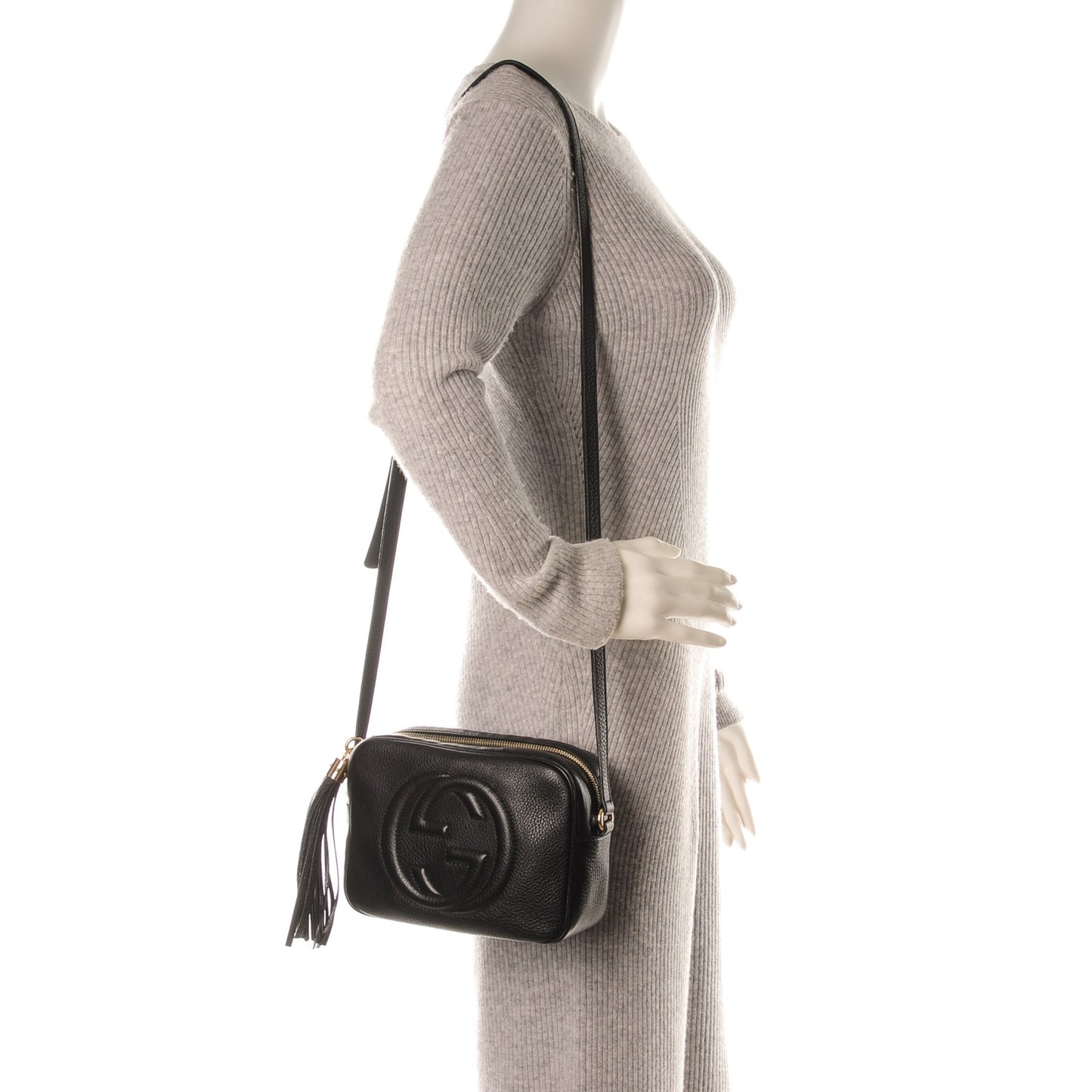 Pebbled Calfskin Small Soho Disco Bag Black