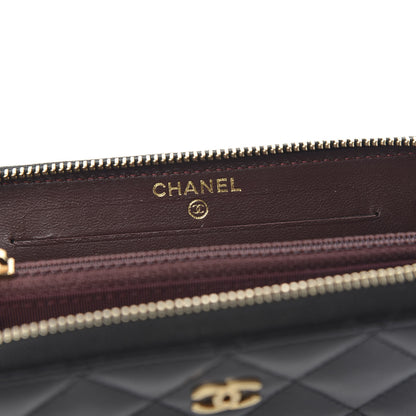 Chanel Lambskin Quilted Small Zip Around Wallet Black 6 of 9