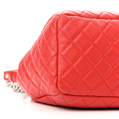 Chanel Lambskin Quilted Small CC Chain Drawstring Bucket Bag Red 9 of 12