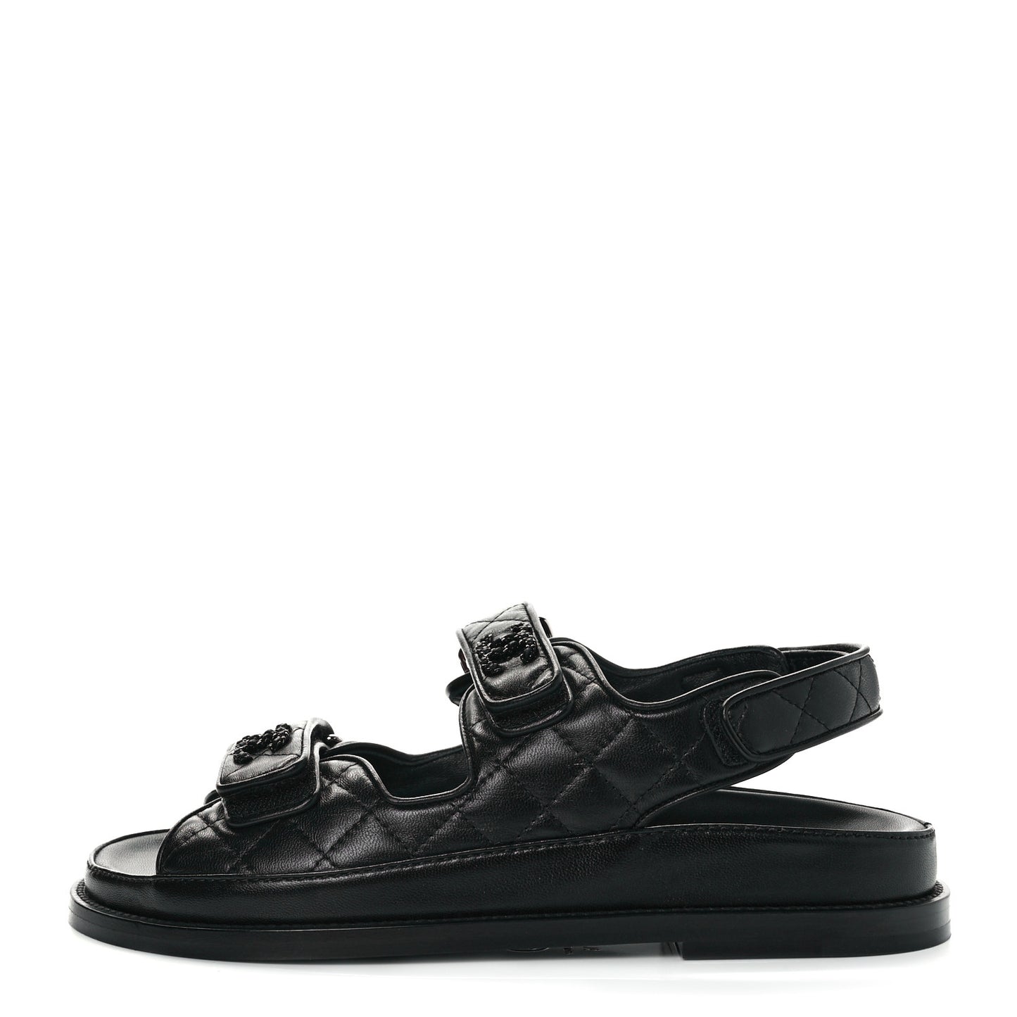 Lambskin Velcro Dad Sandals 37.5 So Black