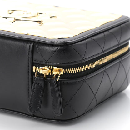Chanel Lambskin Metal Quilted Golden Plate Vanity Case Black Golden Plate Vanity Case Black Gold 9 of 9