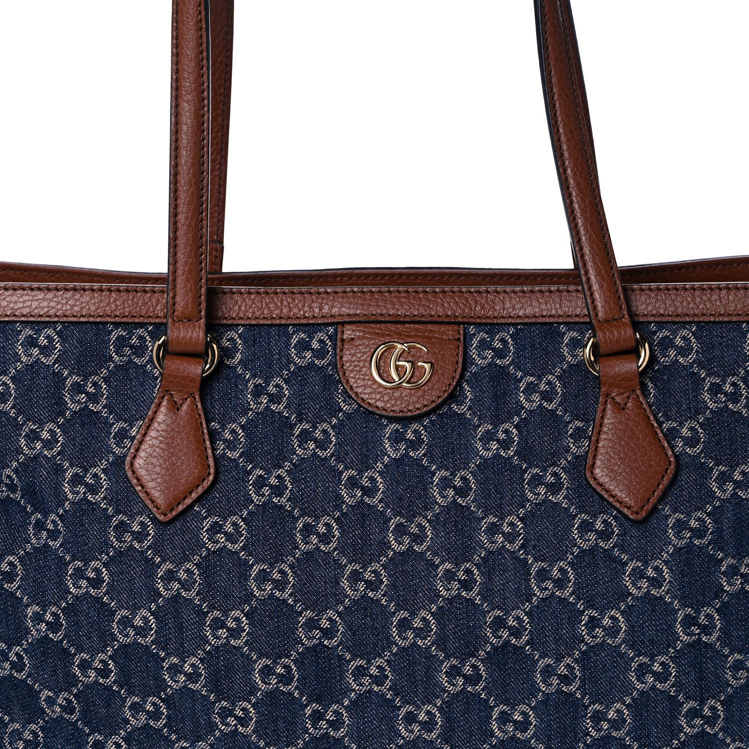 Gucci New Denim GG Monogram Medium Ophidia Shopping Tote Blue Tea Cuir 9 of 11