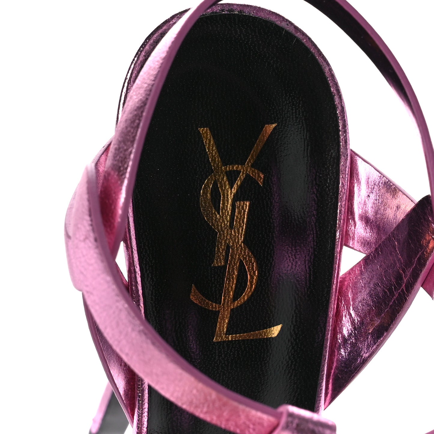 Metallic Calfskin Tribute 105 Platform Sandals 36 Pink