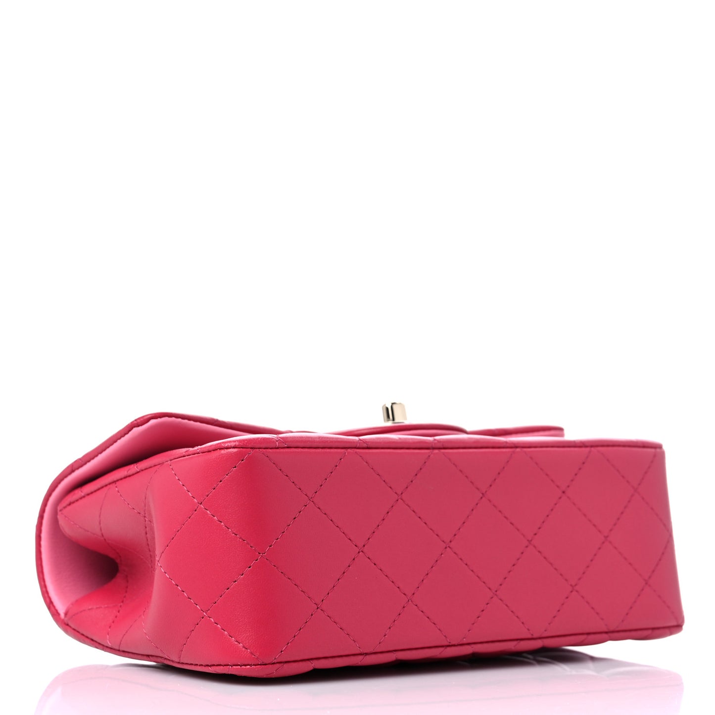 Lambskin Quilted Bi-Color Mini Top Handle Rectangular Flap Rose