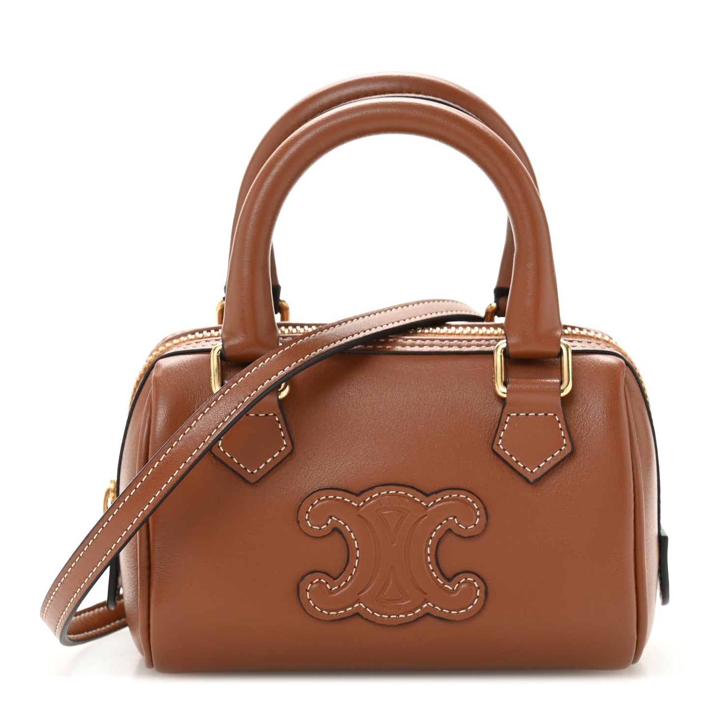 Smooth Calfskin Triomphe Mini Boston Bag Tan