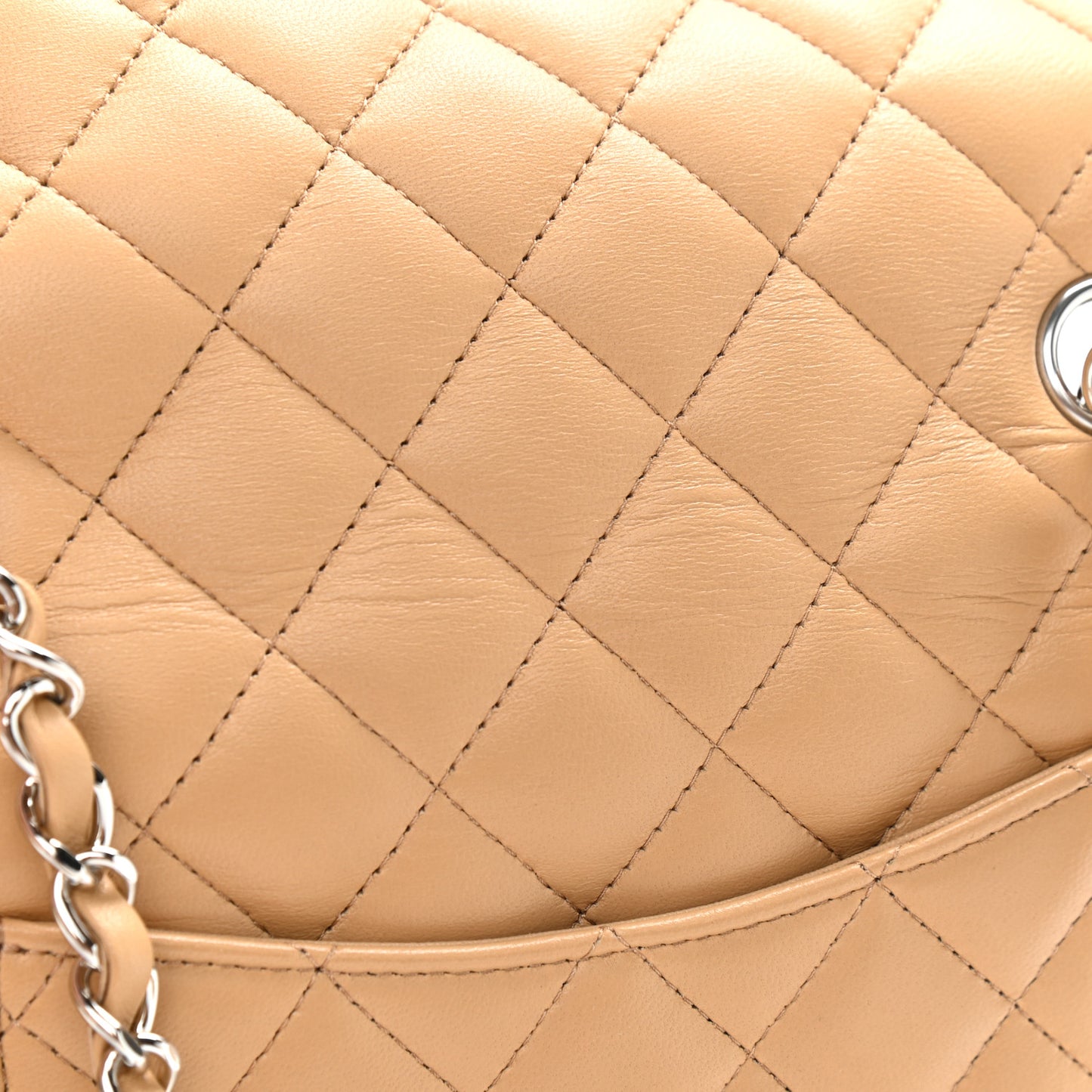 Lambskin Quilted Mini Rectangular Flap Beige
