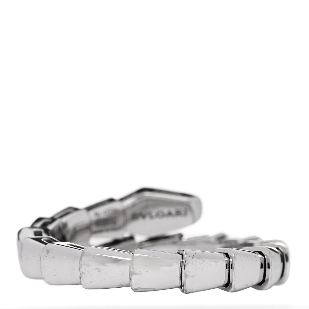 Bulgari 18K White Gold Diamond Serpenti Viper Single Spiral Ring 3 of 5