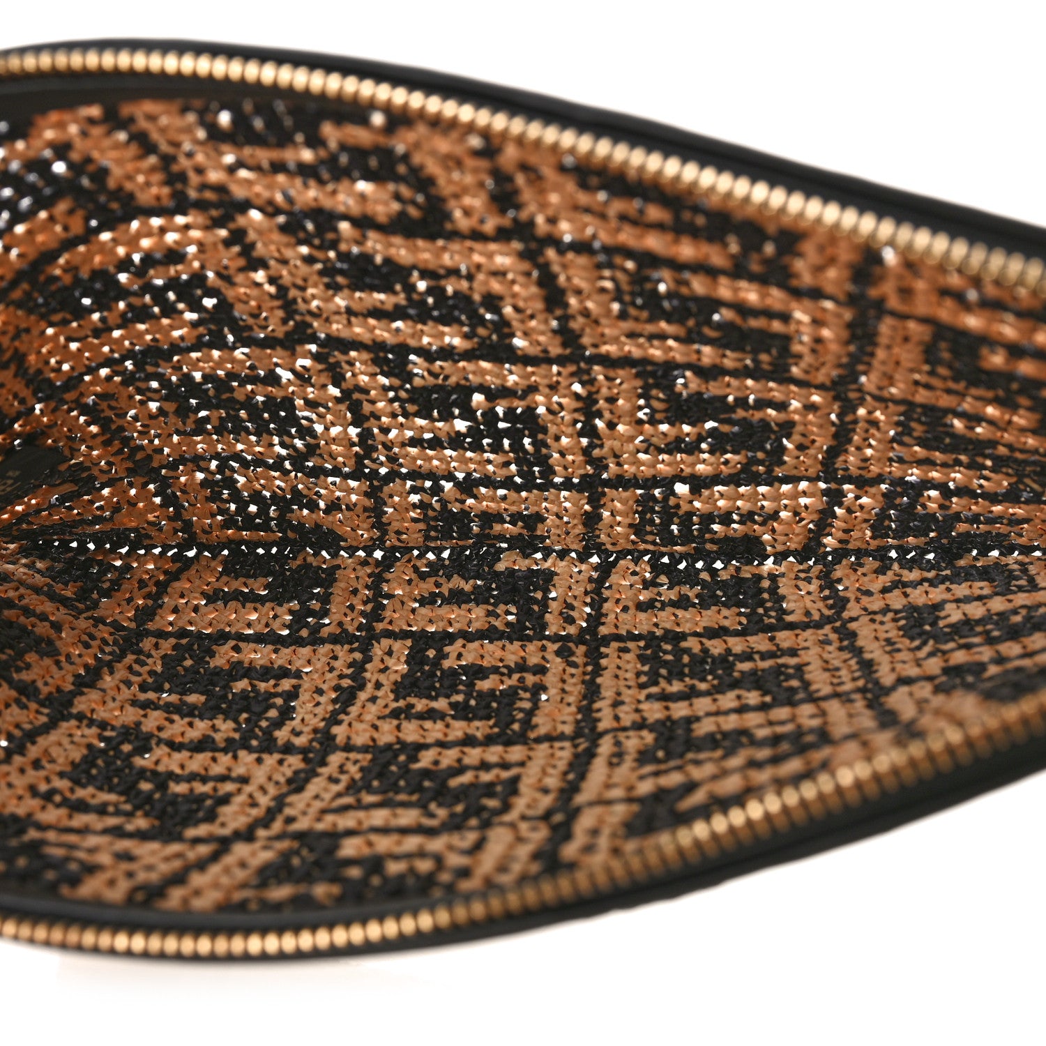 Fendi Raffia FF 1974 Large Flat Pouch Black Natural 5 of 8