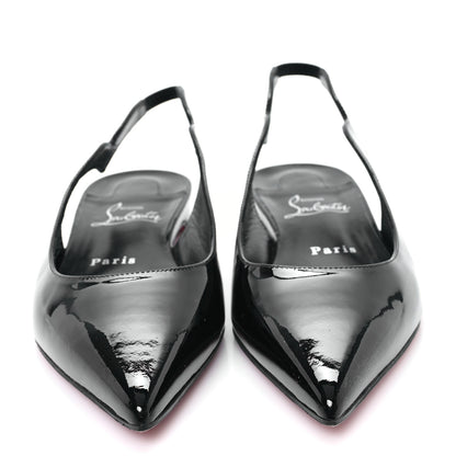 Christian Louboutin Patent Hot Chickita Slingback Flats 37.5 Black 3 of 9