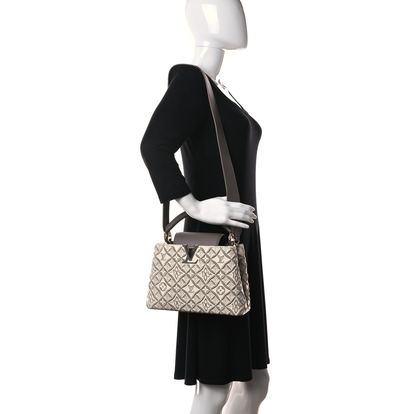 Calfskin Since 1854 Embroidered Capucines BB Ecru Taupe
