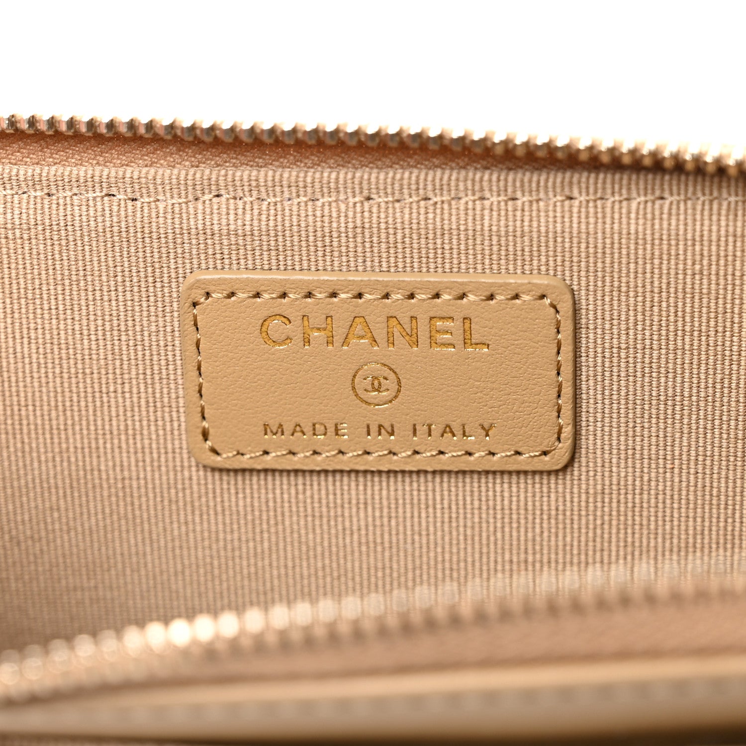 Chanel Lambskin Quilted Crystal CC Zip Card Holder Dark Beige 6 of 8