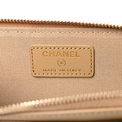 Chanel Lambskin Quilted Crystal CC Zip Card Holder Dark Beige 6 of 8