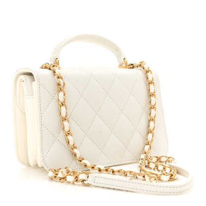 Chanel Caviar Quilted Mini Top Handle Flap White 3 of 13
