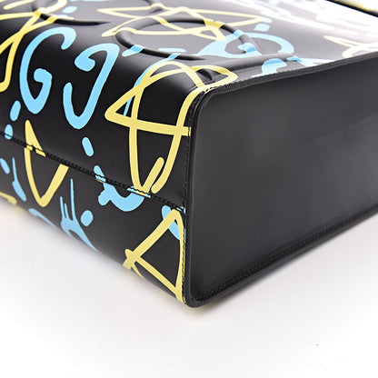 Gucci Calfskin GucciGhost Medium XL Tote Black New Acquamarine 8 of 9