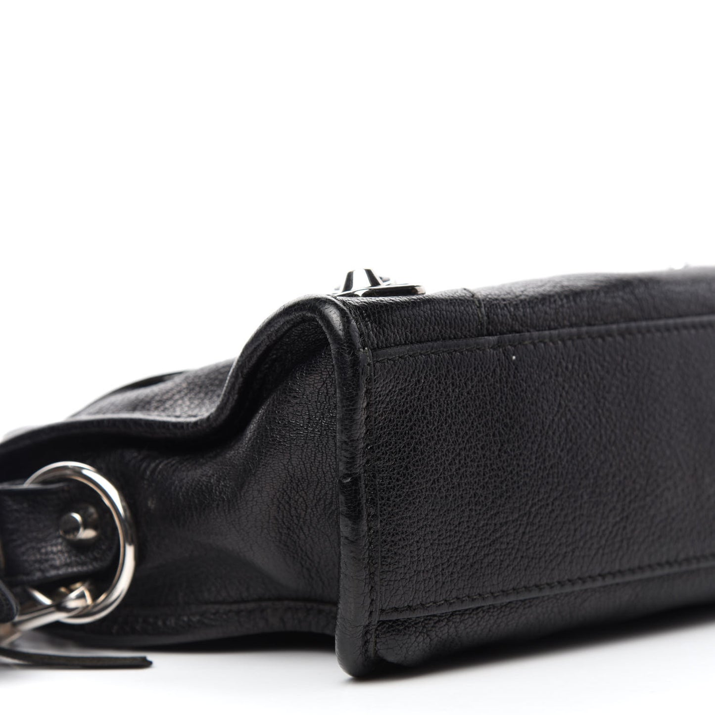 Chevre Silver Metallic Edge Hardware Mini City Black