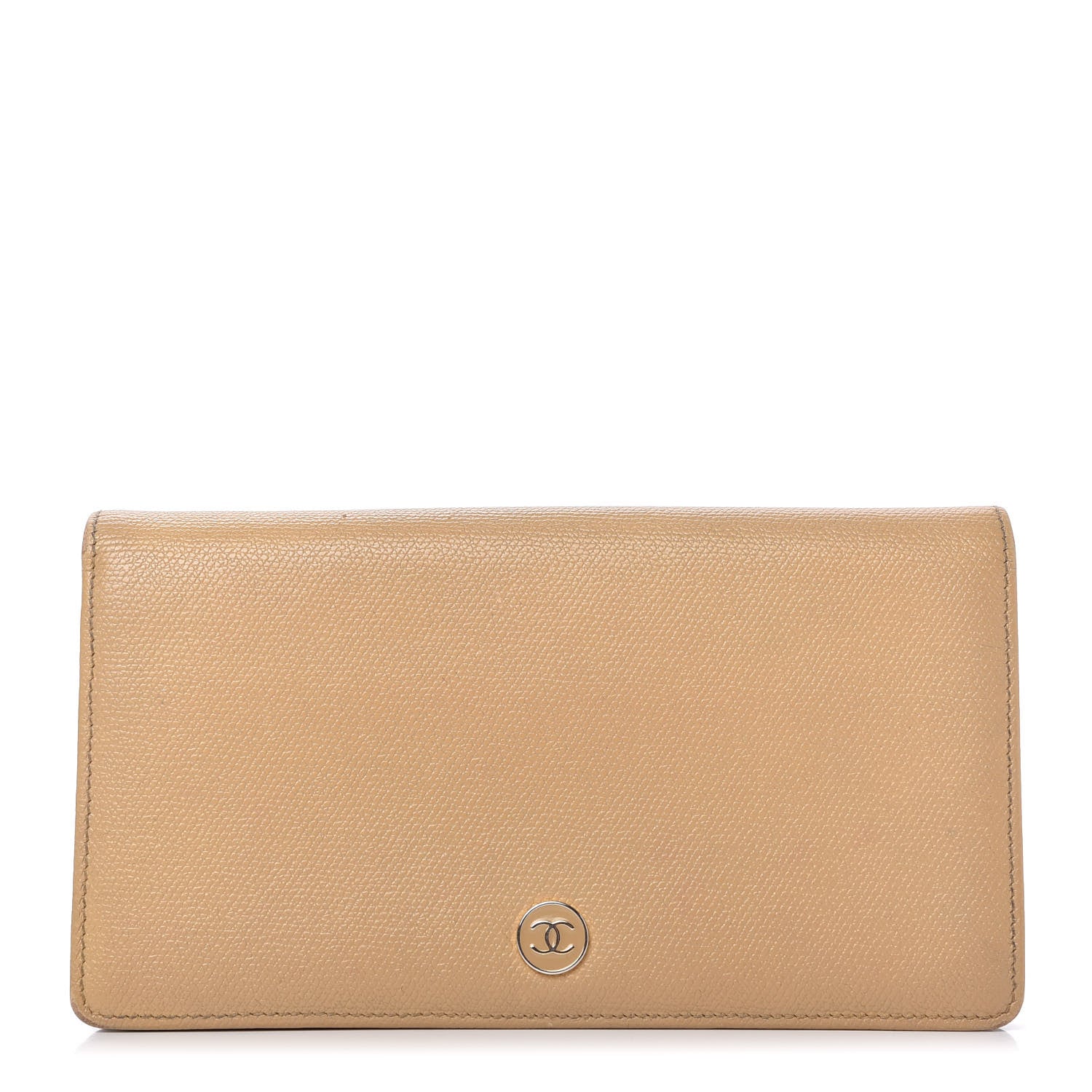 Chanel Grained Calfskin CC Button Yen Wallet Beige 1 of 13
