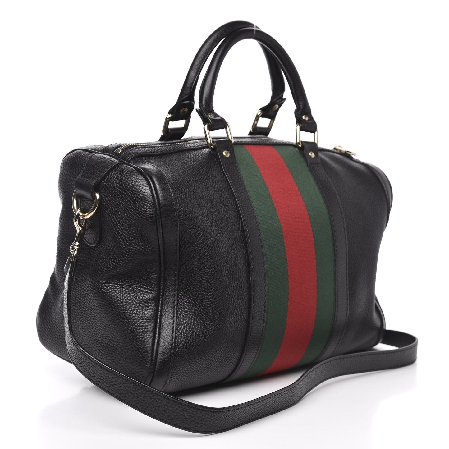 Calfskin Vintage Web Medium Boston Black