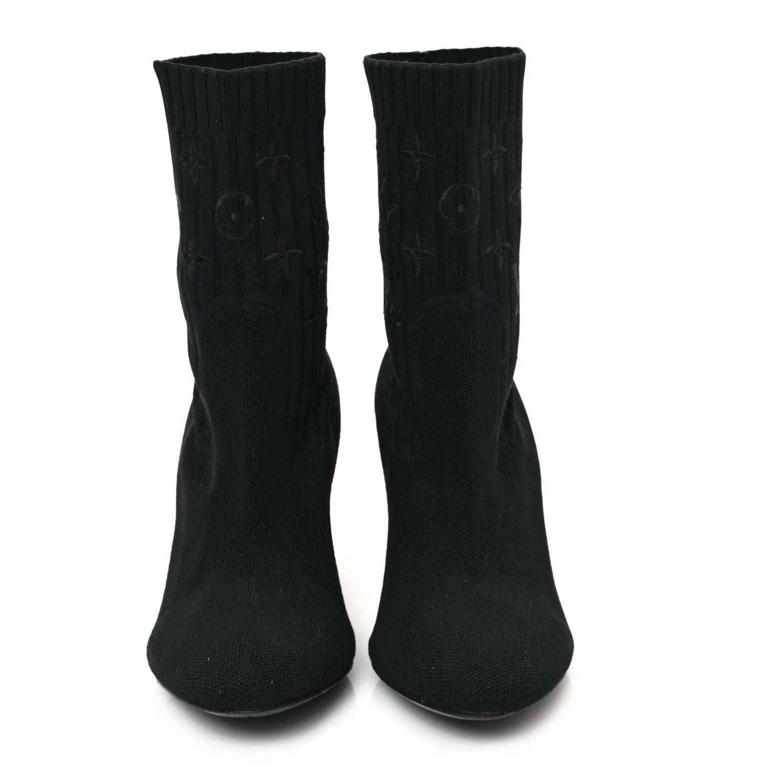 Louis Vuitton Monogram Stretch Fabric Silhouette Ankle Boots 37 Black 3 of 10
