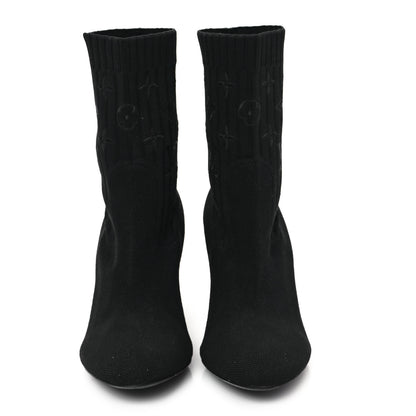 Louis Vuitton Monogram Stretch Fabric Silhouette Ankle Boots 37 Black 3 of 10