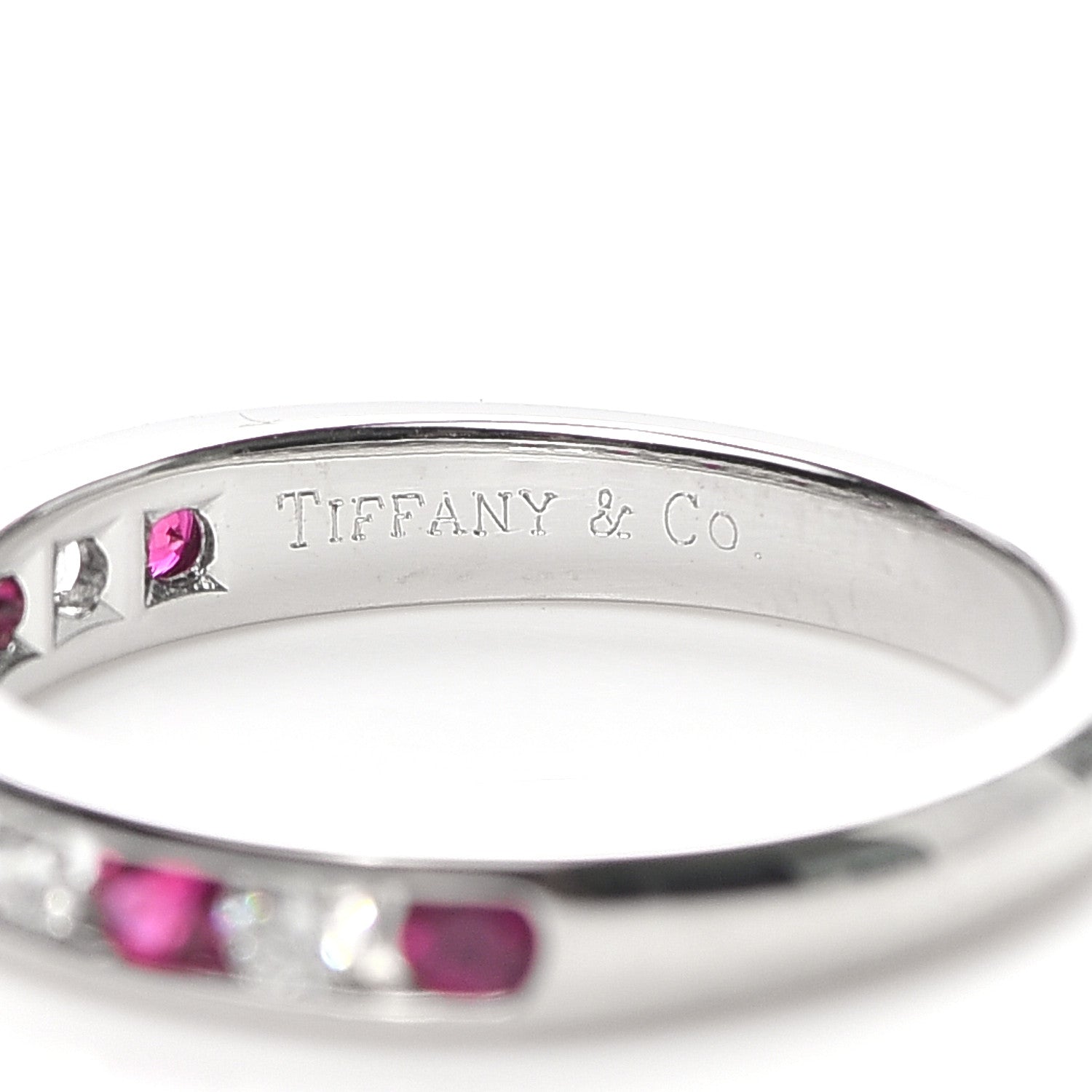 Tiffany Platinum Diamond Ruby Wedding Band Ring 49 5 4 of 5