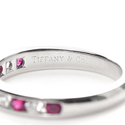 Tiffany Platinum Diamond Ruby Wedding Band Ring 49 5 4 of 5