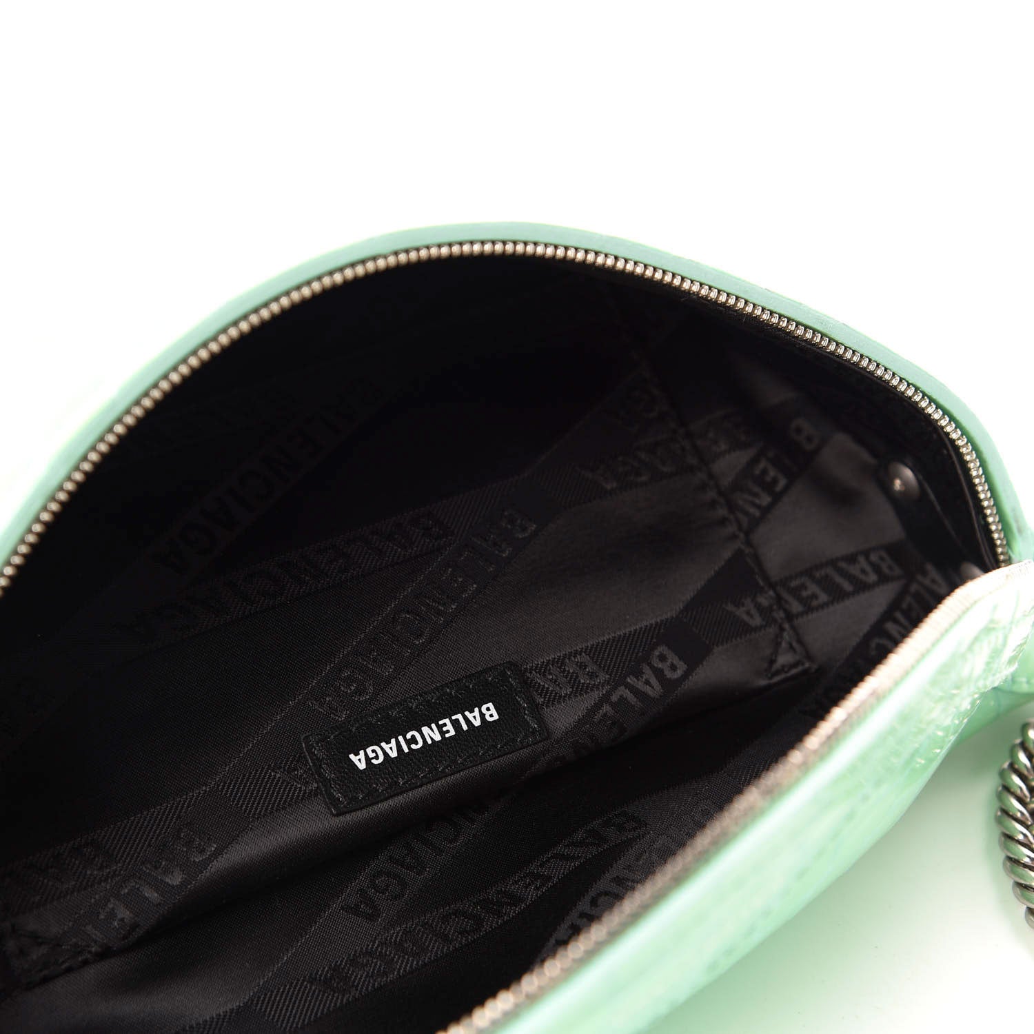 Balenciaga Shiny Calfskin Crocodile Embossed XXS Souvenir Belt Bag Green 4 of 11