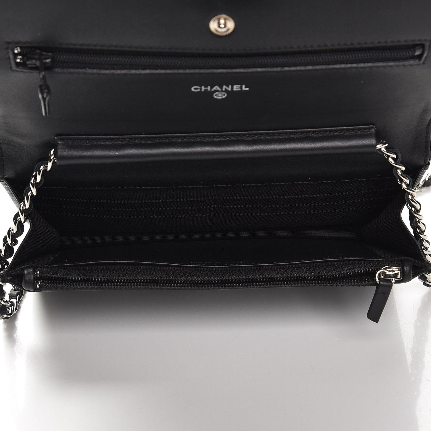 Chanel Patent Quilted Wallet On Chain WOC Black 5 of 9