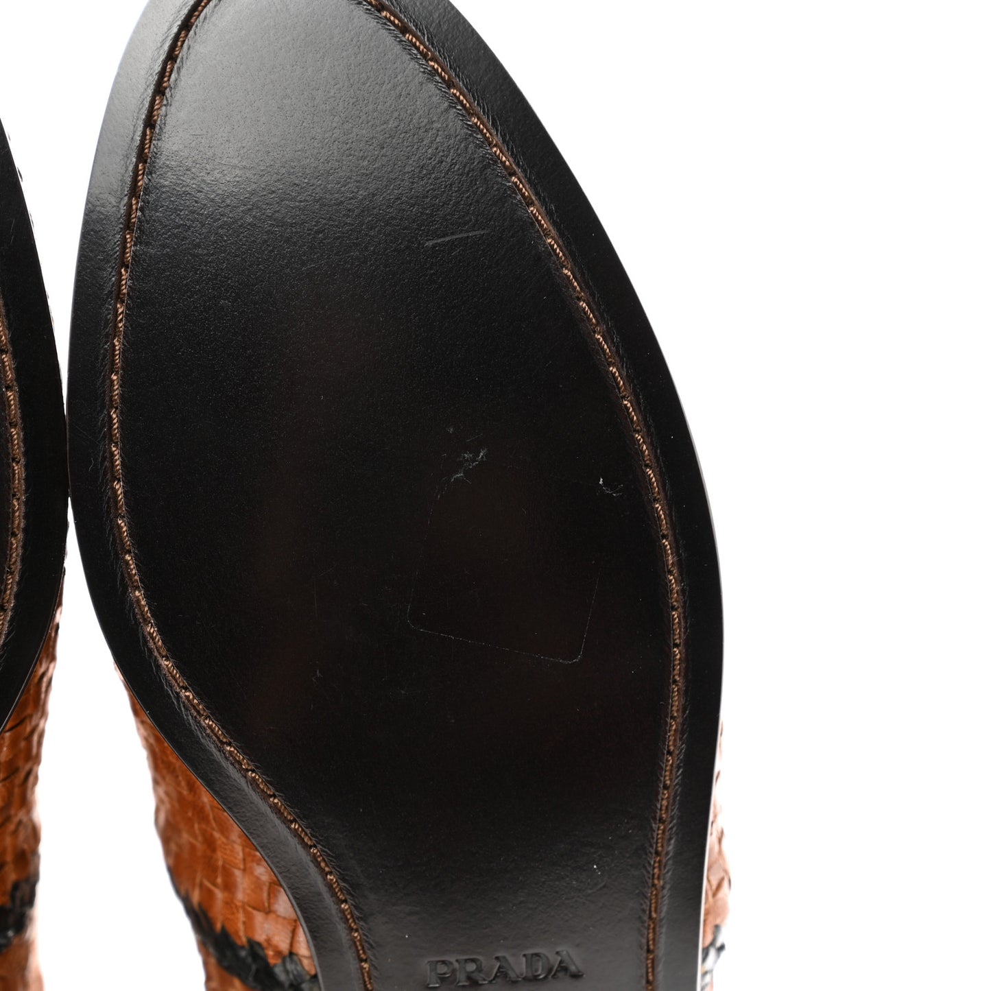Woven Calfskin Bicolor Tall Boots 40 Caramel Black